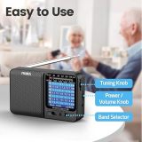 PRUNUS J-711 Mini Radio AM/FM/SW1-SW7 Shortwave, USB-C Charging& AA Battery Operated, Excellent Reception, Long Antenna, Earphone Jack, Transistor Radio, Portable Radios AM FM