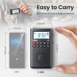 2025 PRUNUS J-329 Mini Portable Pocket AM FM Radio MP3 Small Radio with Sleep Timer, SD Card Player, Large Screen, Rechargeable Battery Operated for Running Walking,Travel