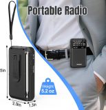 PRUNUS J-211 Portable Radio AM FM with USB Charging and AA Battery Operated, Transistor Radio, Strong Reception& Clear Speaker, Headphone Jack, Back Clip, Lanyard, Small radios Portable AM FM