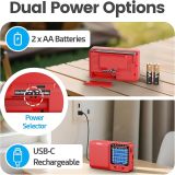 PRUNUS J-711 Mini Radio AM/FM/SW1-SW7 Shortwave, USB-C Charging& AA Battery Operated, Excellent Reception, Long Antenna, Earphone Jack, Transistor Radio, Portable Radios AM FM