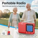 PRUNUS J-711 Mini Radio AM/FM/SW1-SW7 Shortwave, USB-C Charging& AA Battery Operated, Excellent Reception, Long Antenna, Earphone Jack, Transistor Radio, Portable Radios AM FM