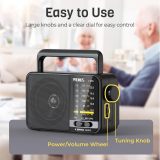 PRUNUS J-25S AM FM Radio Portable with Loud Speaker, USB-C/Solar Rechargeable Radio, Transistor Radios with Excellent Reception, Large Knob Easy to Use, for Seniors, Radios Portable AM FM