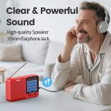 PRUNUS J-711 Mini Radio AM/FM/SW1-SW7 Shortwave, USB-C Charging& AA Battery Operated, Excellent Reception, Long Antenna, Earphone Jack, Transistor Radio, Portable Radios AM FM