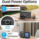 PRUNUS J-711 Mini Radio AM/FM/SW1-SW7 Shortwave, USB-C Charging& AA Battery Operated, Excellent Reception, Long Antenna, Earphone Jack, Transistor Radio, Portable Radios AM FM