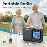 PRUNUS J-711 Mini Radio AM/FM/SW1-SW7 Shortwave, USB-C Charging& AA Battery Operated, Excellent Reception, Long Antenna, Earphone Jack, Transistor Radio, Portable Radios AM FM