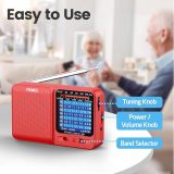 PRUNUS J-711 Mini Radio AM/FM/SW1-SW7 Shortwave, USB-C Charging& AA Battery Operated, Excellent Reception, Long Antenna, Earphone Jack, Transistor Radio, Portable Radios AM FM