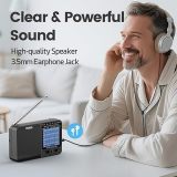 PRUNUS J-711 Mini Radio AM/FM/SW1-SW7 Shortwave, USB-C Charging& AA Battery Operated, Excellent Reception, Long Antenna, Earphone Jack, Transistor Radio, Portable Radios AM FM