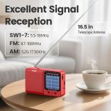 PRUNUS J-711 Mini Radio AM/FM/SW1-SW7 Shortwave, USB-C Charging& AA Battery Operated, Excellent Reception, Long Antenna, Earphone Jack, Transistor Radio, Portable Radios AM FM