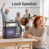 PRUNUS J-25S AM FM Radio Portable with Loud Speaker, USB-C/Solar Rechargeable Radio, Transistor Radios with Excellent Reception, Large Knob Easy to Use, for Seniors, Radios Portable AM FM
