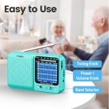 PRUNUS J-711 Mini Radio AM/FM/SW1-SW7 Shortwave, USB-C Charging& AA Battery Operated, Excellent Reception, Long Antenna, Earphone Jack, Transistor Radio, Portable Radios AM FM