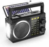 PRUNUS J-135 AM FM SW Radio Portable Bluetooth, Solar/D Battery Operated/USB Rechargeable, Small Transistor Retro Radios with Best Sound, Flashlight,Support TF Card/USB Playing