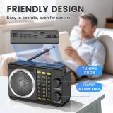 PRUNUS J-135 AM FM SW Radio Portable Bluetooth, Solar/D Battery Operated/USB Rechargeable, Small Transistor Retro Radios with Best Sound, Flashlight,Support TF Card/USB Playing