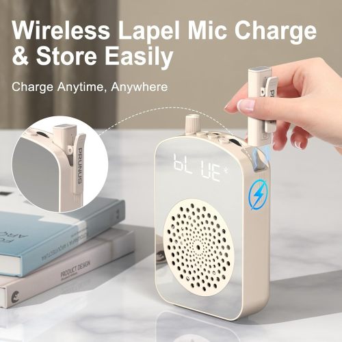 PRUNUS A10 Voice Amplifier Wireless with Lavalier Microphone Charging &Storage,Portable Voice Amplifier with Laple Mic Speaker,Mini Voice Amplifier for Classroom,Speech,Training Outdoor