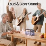 PRUNUS J-139 AM FM Radio Portable Bluetooth, TF Card/USB Playback, USB-C/Solar Battery Operated Radio, Lanyard, Transistor Radios, Small Radios