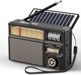 PRUNUS J-139 AM FM Radio Portable Bluetooth, TF Card/USB Playback, USB-C/Solar Battery Operated Radio, Lanyard, Transistor Radios, Small Radios