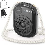 A18 Voice Amplifier for Teacher,Portable Wired Voice Amplifier with Microphone Headset and Speaker,Rechargeable Mini Voice Amplifier for Classroom,Speech,Training,Tour Guide,Pearl Chain Design