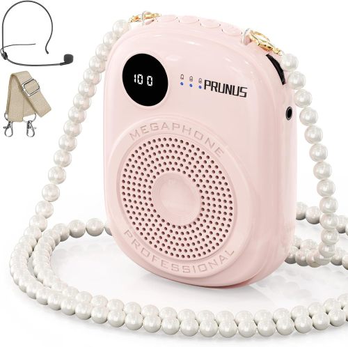A18 Voice Amplifier for Teacher,Portable Wired Voice Amplifier with Microphone Headset and Speaker,Rechargeable Mini Voice Amplifier for Classroom,Speech,Training,Tour Guide,Pearl Chain Design