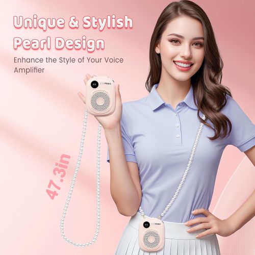 A18 Voice Amplifier for Teacher,Portable Wired Voice Amplifier with Microphone Headset and Speaker,Rechargeable Mini Voice Amplifier for Classroom,Speech,Training,Tour Guide,Pearl Chain Design