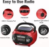 PRUNUS J-666 Portable Radio AM FM SW Bluetooth, Retro Radios Vintage Transistor with 15W Speaker Rich Bass Stereo Best Sound, Solar/USB Rechargeable,AUX/USB Drive, Home,Gift