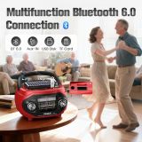 PRUNUS J-666 Portable Radio AM FM SW Bluetooth, Retro Radios Vintage Transistor with 15W Speaker Rich Bass Stereo Best Sound, Solar/USB Rechargeable,AUX/USB Drive, Home,Gift