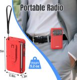 PRUNUS J-211 Portable Radio AM FM with USB Charging and AA Battery Operated, Transistor Radio, Strong Reception& Clear Speaker, Headphone Jack, Back Clip, Lanyard, Small radios Portable AM FM