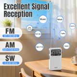 PRUNUS J-211 Portable Radio AM FM with USB Charging and AA Battery Operated, Transistor Radio, Strong Reception& Clear Speaker, Headphone Jack, Back Clip, Lanyard, Small radios Portable AM FM