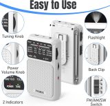 PRUNUS J-211 Portable Radio AM FM with USB Charging and AA Battery Operated, Transistor Radio, Strong Reception& Clear Speaker, Headphone Jack, Back Clip, Lanyard, Small radios Portable AM FM