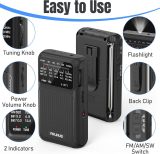 PRUNUS J-211 Portable Radio AM FM with USB Charging and AA Battery Operated, Transistor Radio, Strong Reception& Clear Speaker, Headphone Jack, Back Clip, Lanyard, Small radios Portable AM FM