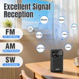 PRUNUS J-211 Portable Radio AM FM with USB Charging and AA Battery Operated, Transistor Radio, Strong Reception& Clear Speaker, Headphone Jack, Back Clip, Lanyard, Small radios Portable AM FM