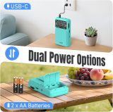PRUNUS J-211 Portable Radio AM FM with USB Charging and AA Battery Operated, Transistor Radio, Strong Reception& Clear Speaker, Headphone Jack, Back Clip, Lanyard, Small radios Portable AM FM