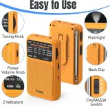 PRUNUS J-211 Portable Radio AM FM with USB Charging and AA Battery Operated, Transistor Radio, Strong Reception& Clear Speaker, Headphone Jack, Back Clip, Lanyard, Small radios Portable AM FM
