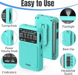 PRUNUS J-211 Portable Radio AM FM with USB Charging and AA Battery Operated, Transistor Radio, Strong Reception& Clear Speaker, Headphone Jack, Back Clip, Lanyard, Small radios Portable AM FM