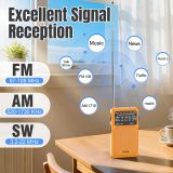 PRUNUS J-211 Portable Radio AM FM with USB Charging and AA Battery Operated, Transistor Radio, Strong Reception& Clear Speaker, Headphone Jack, Back Clip, Lanyard, Small radios Portable AM FM