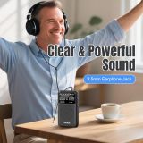 PRUNUS J-211 Portable Radio AM FM with USB Charging and AA Battery Operated, Transistor Radio, Strong Reception& Clear Speaker, Headphone Jack, Back Clip, Lanyard, Small radios Portable AM FM