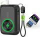 P05 Portable Charger, Magnetic Power Bank, Small Wireless PowerBank, Battery Pack 20000mAh Travel Essentials Fast Charging With Built in Cable, Foldable Wall Plug for iPhone,Samsung,Andriod