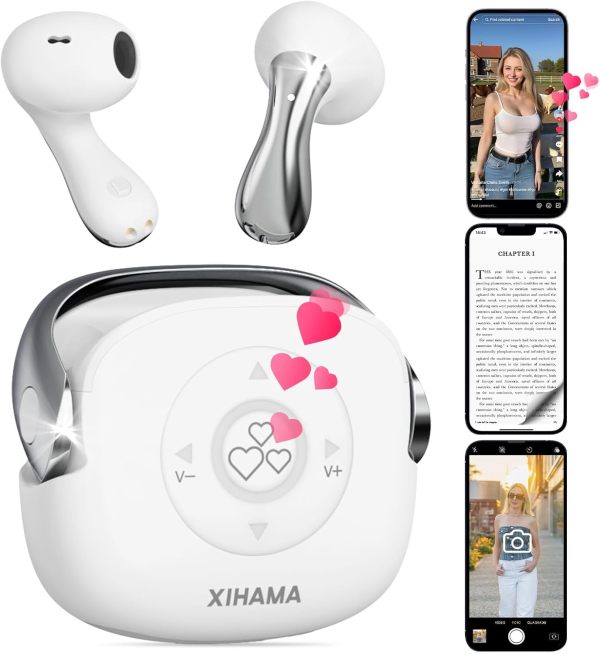 4-in-1 Scrolling Remote Control for TikTok YouTube IG Short Videos with Earbuds Wireless Bluetooth,Page Turner for Kindle App,Camera Shutter Remote for | iPhone | Android | iOS | iPad | Tablet