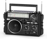 PRUNUS J-02 AM FM SW Radio Portable with Bluethooth, Solar/Battery Operated/USB Rechargeable, Support TF Card/USB Playing,Transistor Radios with Excellent Reception,Large Knob Easy to Use, for Seniors