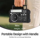 PRUNUS J-02 AM FM SW Radio Portable with Bluethooth, Solar/Battery Operated/USB Rechargeable, Support TF Card/USB Playing,Transistor Radios with Excellent Reception,Large Knob Easy to Use, for Seniors