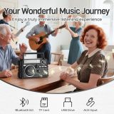 PRUNUS J-02 AM FM SW Radio Portable with Bluethooth, Solar/Battery Operated/USB Rechargeable, Support TF Card/USB Playing,Transistor Radios with Excellent Reception,Large Knob Easy to Use, for Seniors
