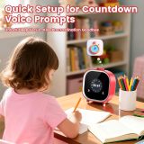 PRUNUS T05 AI Voice Assistant Alarm Clock for Kids, Red Alarm Clock with Daily Routines & Fights Procrastination with Visual Pomodoro Timer, Habit Coach for Boys Girls 3-18