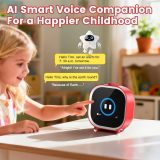 PRUNUS T05 AI Voice Assistant Alarm Clock for Kids, Red Alarm Clock with Daily Routines & Fights Procrastination with Visual Pomodoro Timer, Habit Coach for Boys Girls 3-18