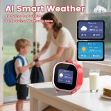 PRUNUS T05 AI Voice Assistant Alarm Clock for Kids, Red Alarm Clock with Daily Routines & Fights Procrastination with Visual Pomodoro Timer, Habit Coach for Boys Girls 3-18