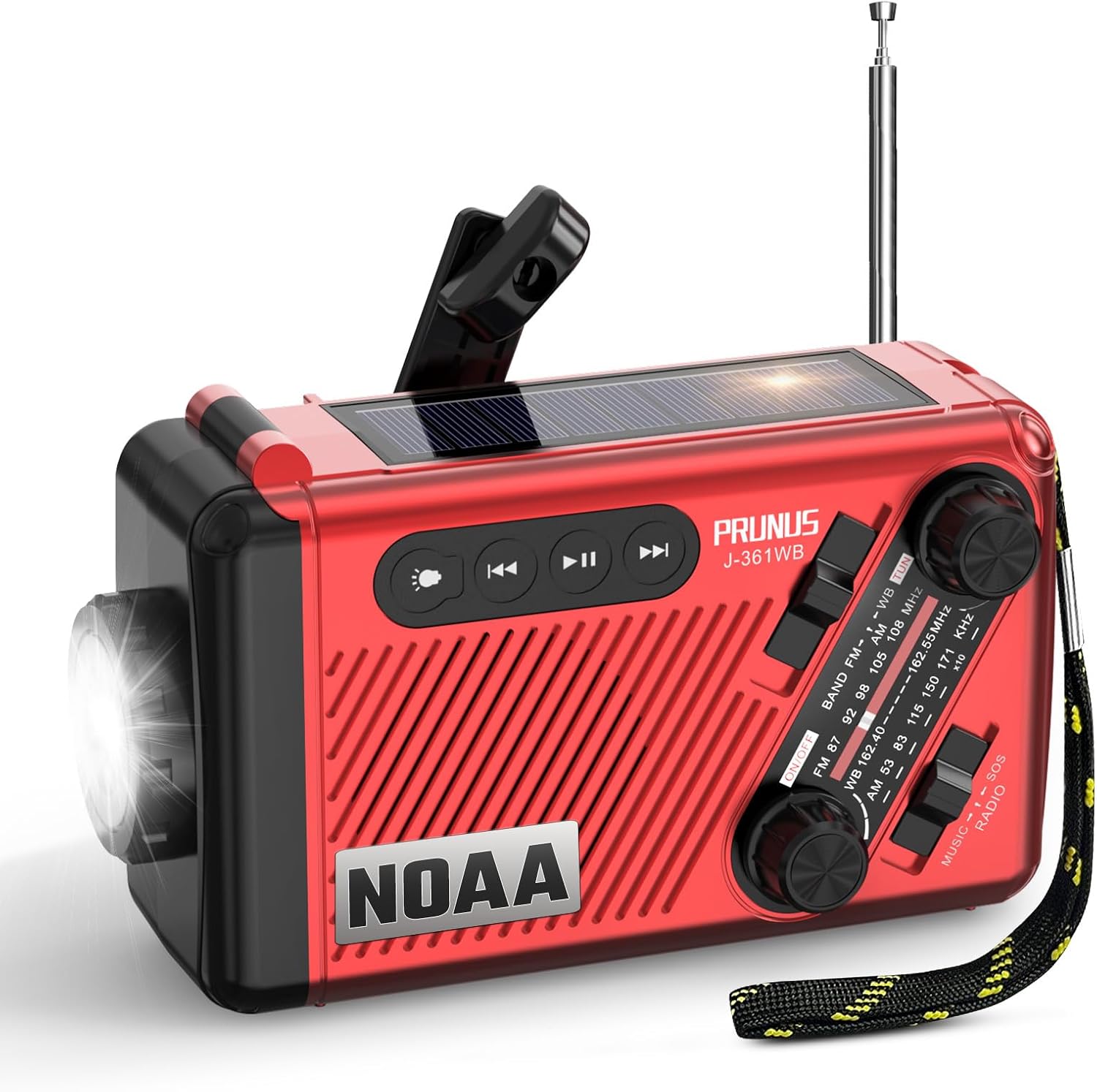 PRUNUS J-924 Notfallradio – DAB+/UKW, 10000mAh Powerbank, Kurbel & Solar, Bluetooth, Taschenlampe, SOS