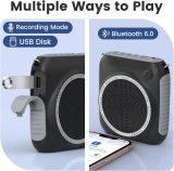 15W Wireless Voice Amplifier with Soft Silicone Headset Mic – Portable Mini Speaker for Teachers, Classroom, Tour Guides, Training & Outdoor, 14H Battery, Noise Reduction & Anti-Feedback, Black
