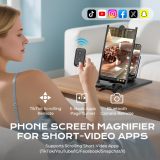 SEANCHEER 5-in-1 Vertical Phone Screen Magnifier HD with Bluetooth Remote, 3D Portable Foldable Mobile Phone Stand for | TikTok | YouTube | FB | Scrolling - Gift for Mum, Dad & Family (Black, 12 )