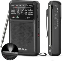 PRUNUS J-211 Portable Radio AM FM with USB Charging and AA Battery Operated, Transistor Radio, Strong Reception& Clear Speaker, Headphone Jack, Back Clip, Lanyard, Small radios Portable AM FM