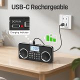 PRUNUS J-289 Small Digital FM Radio with Bluetooth Speaker, Good Sound, TF Card/USB Playback, Mp3 Player with Speaker, Headphone Jack, USB C Rechargeable Radio fm, Indoor and Outdoor, Bluetooth Radios(NO AM)