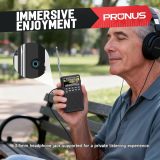 PRUNUS J-165 Portable Radio AM FM, 5 Preset Station Buttons, Battery Operated Radio with Tuning Light, Back Clip, Excellent Reception, AM FM Radios Portable, Transistor Radios