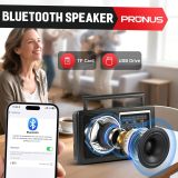 PRUNUS J-81 AM FM Radio Portable Bluetooth, Solar/AA Battery Operated/USB-C Rechargeable for Emergency, Transistor Radios with Headphone Jack,Support TF Card/USB Playing, Large Knob Easy to Use