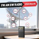 PRUNUS J-165 Portable Radio AM FM, 5 Preset Station Buttons, Battery Operated Radio with Tuning Light, Back Clip, Excellent Reception, AM FM Radios Portable, Transistor Radios